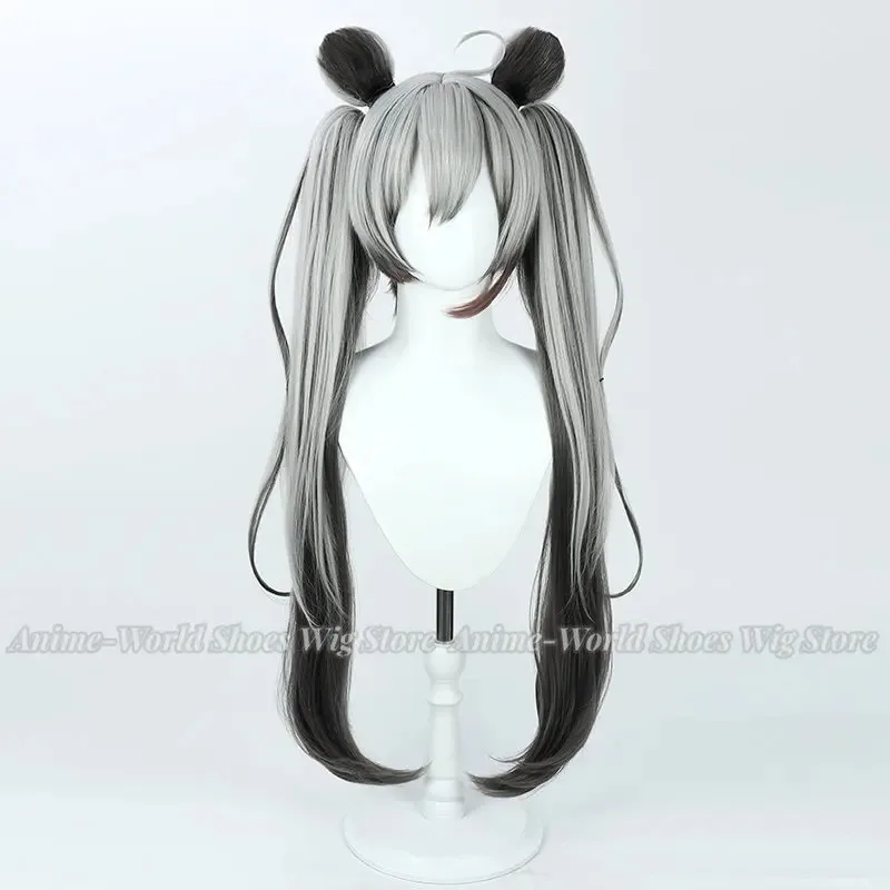 치도리 미치루 코스프레 가발 블루 아카이브 그레이 블랙 혼합 포니 테일 90cm 내열성 합성 머리 할로윈 역할 놀이 파티