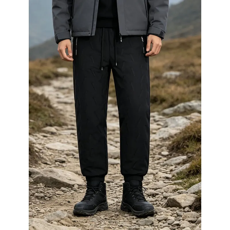Cold Weather Pants Men's Thermal Lined Casual Fashionable Sweatpants Trousers Avoid The Winter Sports Man Padded Fleece Male