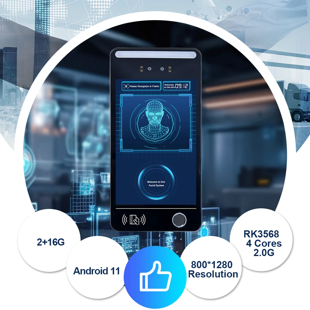 جهاز التعرف على الوجه بتقنية الذكاء الاصطناعي مقاس 8 بوصات للتحكم في الوصول البيومترية ونظام بطاقة التطبيق الداخلي مع شبكة WiFi #3
