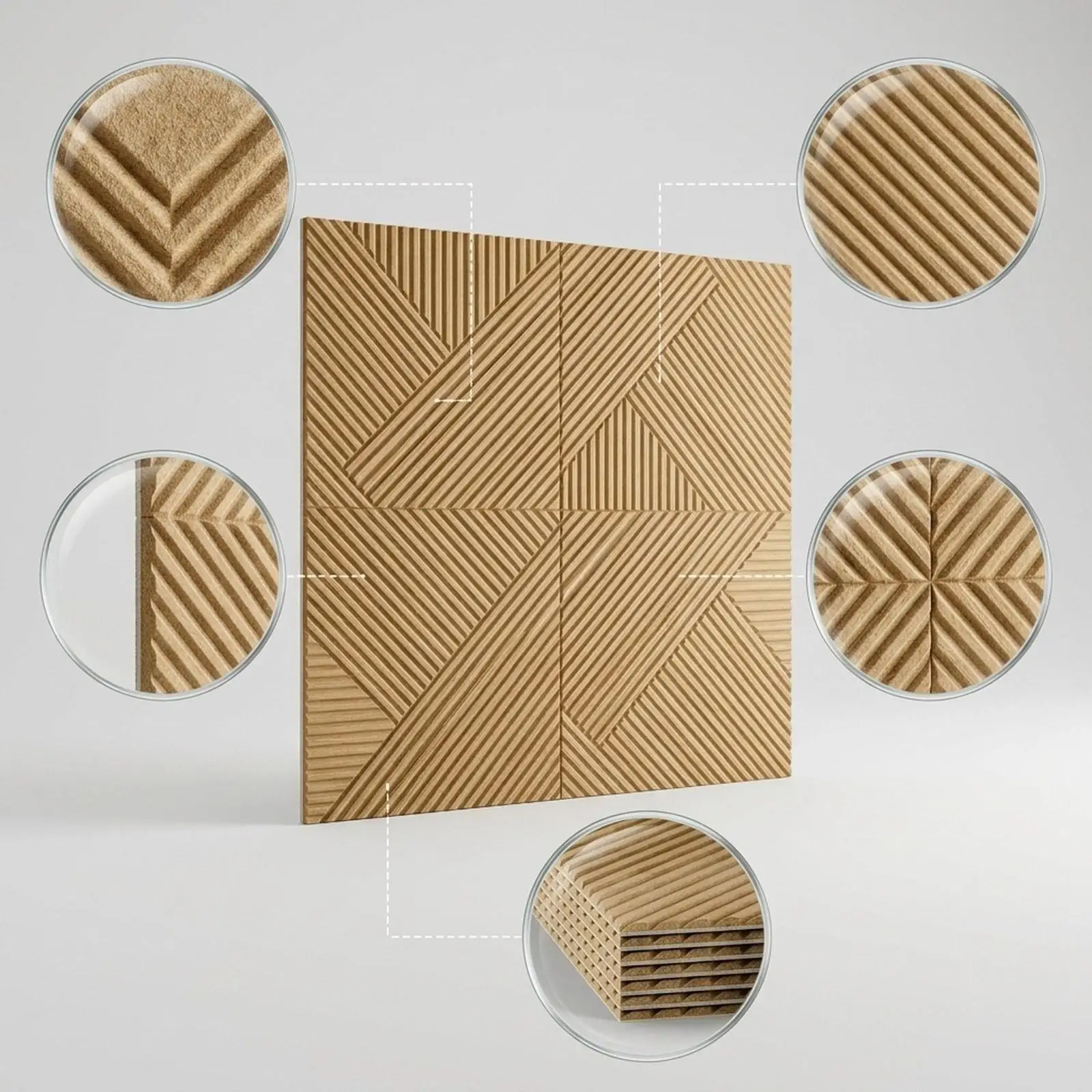 6Pcs Large Acoustic Panels Padding Wall Panel Fire Resistant Decorative Sound Proofing Panels 23.6x23.6 inch for Home Office