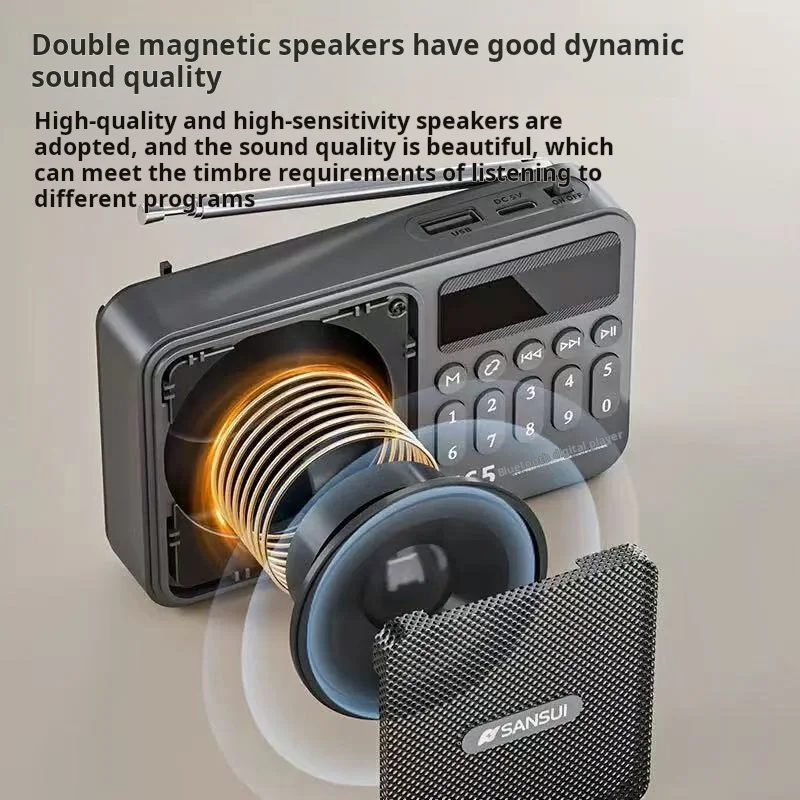SANSUI F65 Portable FM Radio MP3 Walkman TF/USB Bluetooth Wireless
