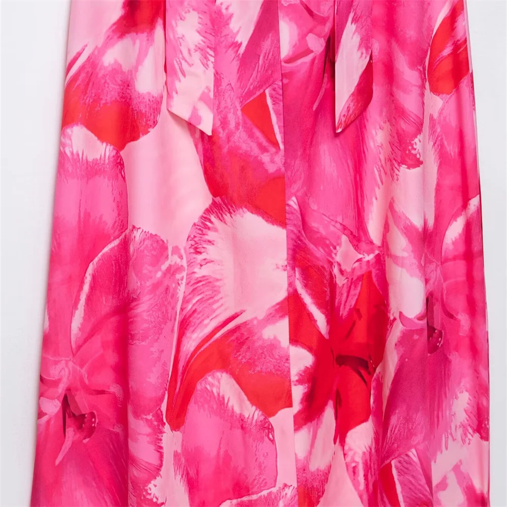 Frauen Kleid Design Sinn Hängenden Hals Kragen Ärmelloses Gedruckt Lange Stil Temperament Sommer Neue Kleid