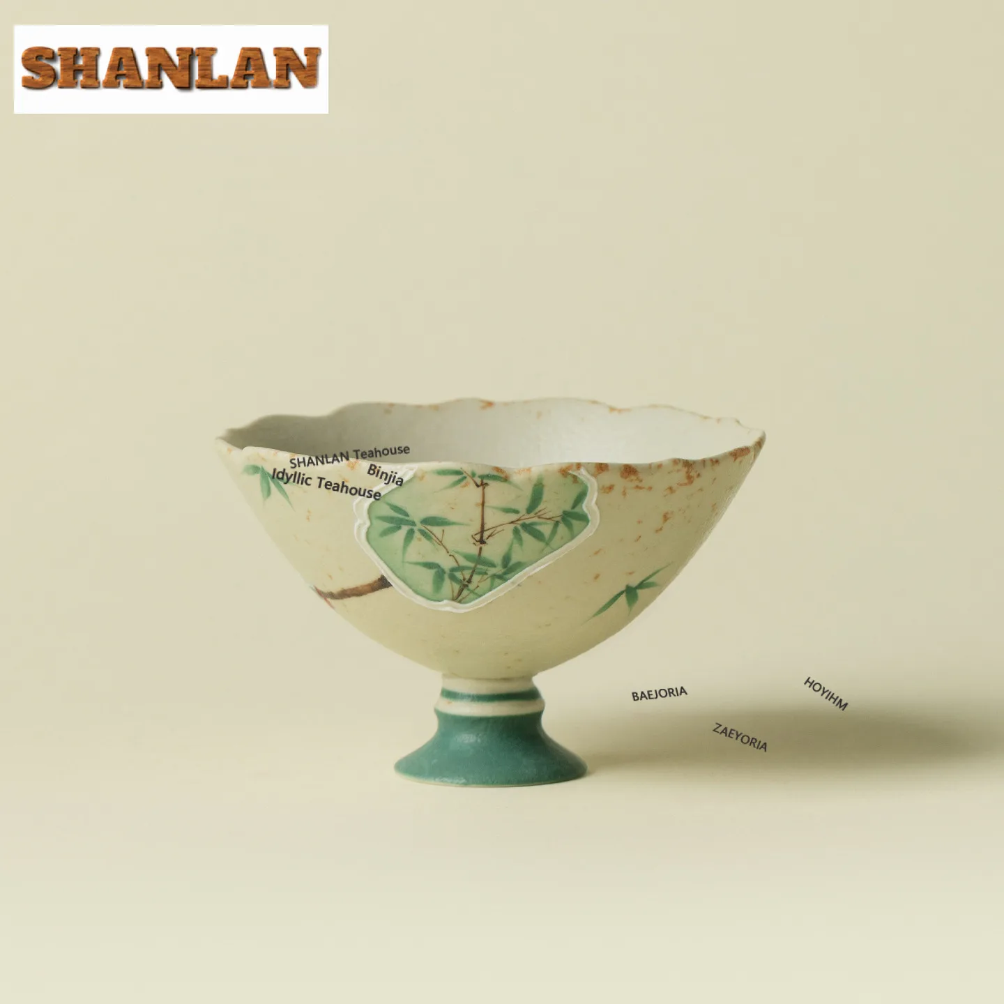 

70ml Caramel Glaze Green Bamboo Teacup Creative Tea Bowl Tea Cup Set Tea-tasting Meditation Cup Jianzhan Master Cups For Tea