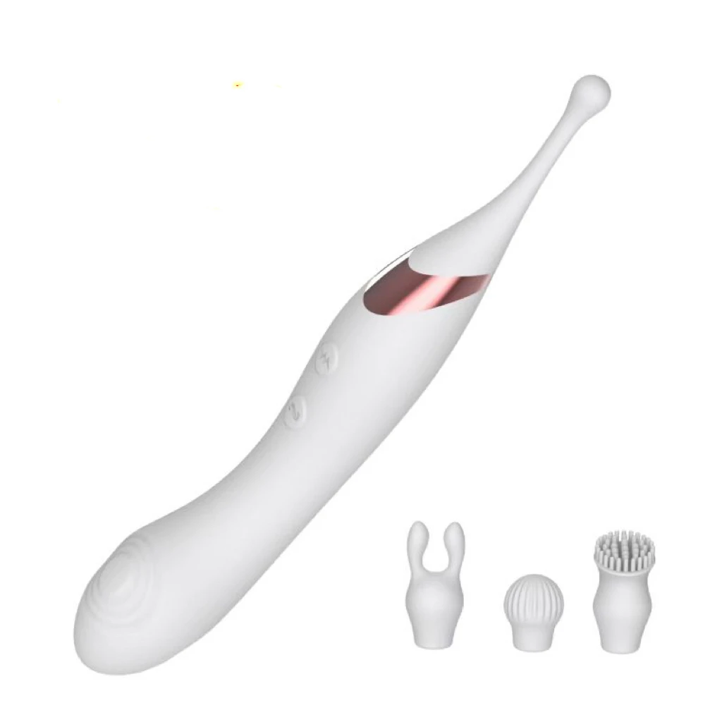 Silicone Vibrating Massager With 3 Replaceable Heads USB Rechargeable Waterproof Personal Massager For Women