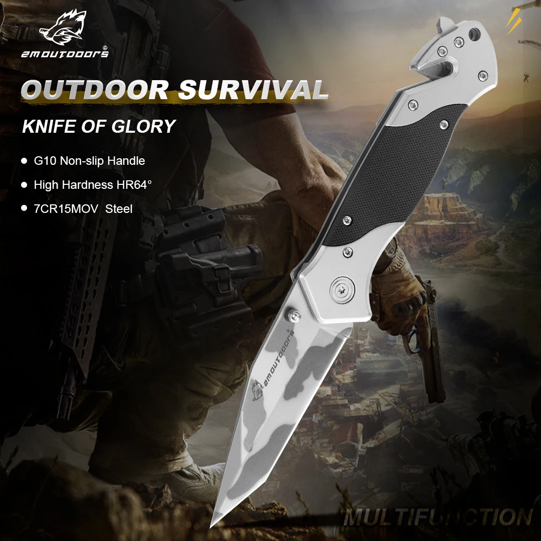 

Outdoor Folding Knife, Fruit Knife, Side Lock, 7Cr17Mov Cutting Material, G10 Fiberglass Handle, EDC Pocket Knife for Fishing, H