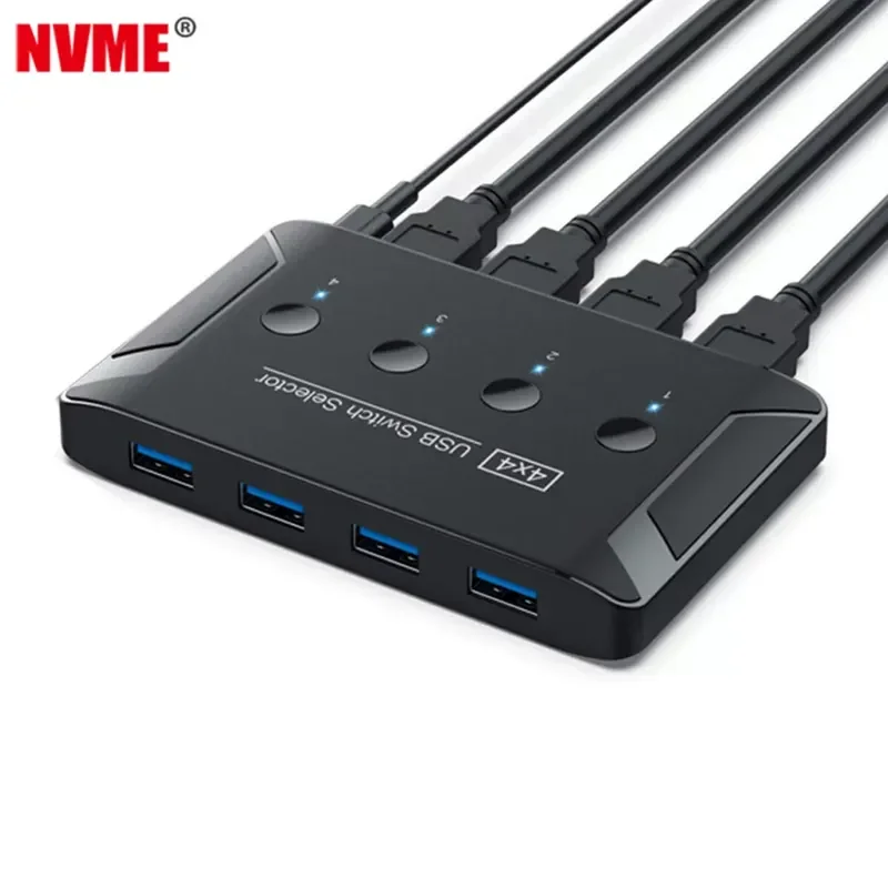 USB 3.0 4 Port Hub Printer Sharing Switch Multi Computer Shared Multi Interface KVM Switcher for PC Laptop