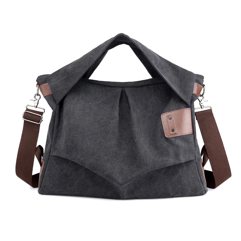 

2022 New Women's Foldable Canvas Bag Large Capacity Satchel Portable Casual Single Shoulder Messenger Bag