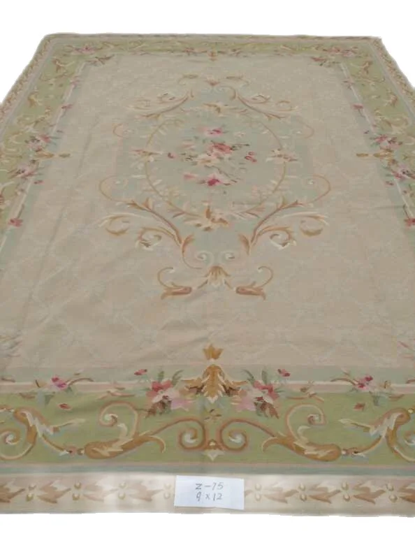 Free shipping 9'X12' Aubusson rugs Black Beige medallian aubusson rugs  for home decoration bedrooom rugs