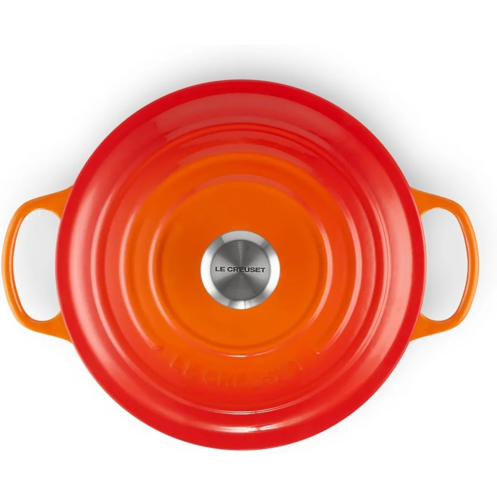 Enameled Cast Iron Signature Round Dutch Oven with Lid, 5.5 Quart, Flame