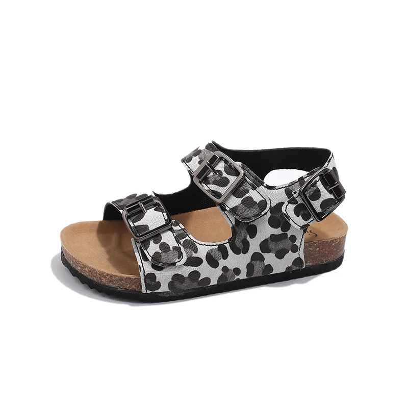 Moda bambini sandali estivi per ragazzi ragazze medio grandi bambini sandali da spiaggia Open Toes stampe leopardate vendita calda fibbia classica