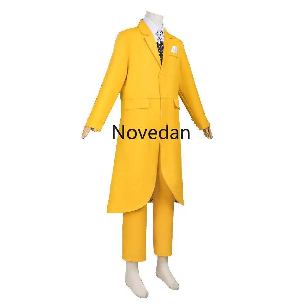 Movie The Mask Cosplay Costume Jim Carry Cosplay Yellow Uniform Carnival Party Suit Hat Green Mask Halloween Clown Props Outfits view 4