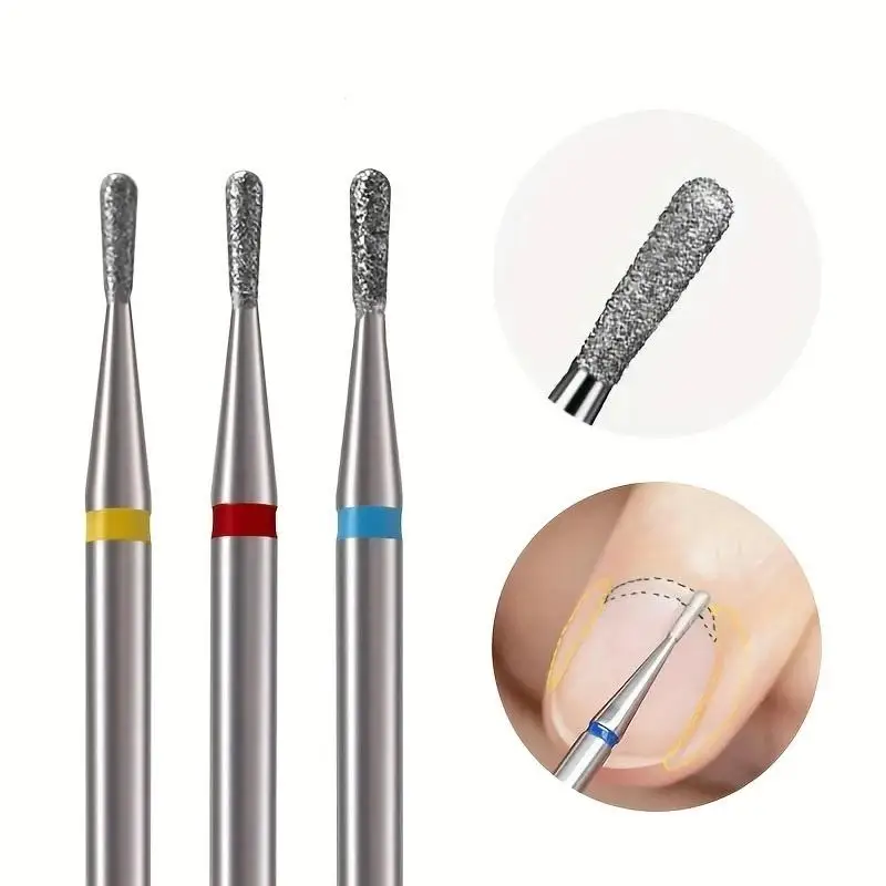 1 Uds. Brocas de llama para uñas, fresas de diamante para manicura, puntas de taladro profesionales de 3/32 pulgadas para uñas, herramientas para quitar cutículas