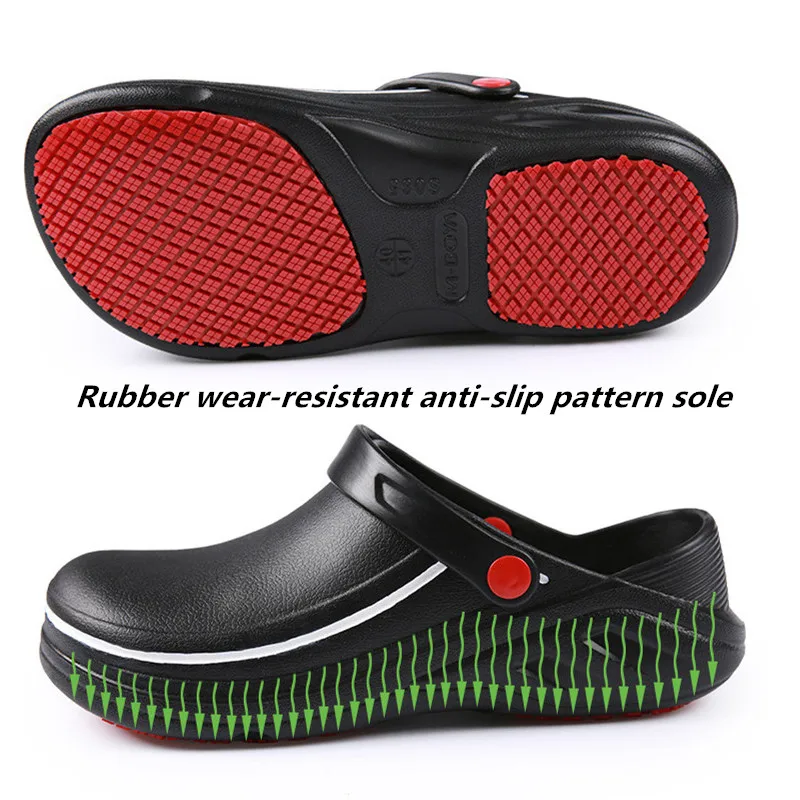 Unisex Slippers Non-slip Water-proof Oil-proof Kitchen Work Chef Shoes Master Hotel Restaurant Non-lace Slip-on Casual Shoes