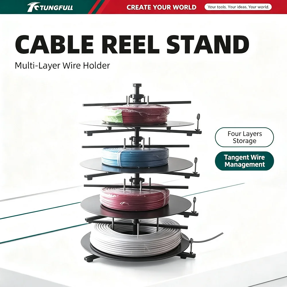 TUNGFULL Multi-Layer Cable Reel Bracket Anti-Tangle Wire Organizer for Electrical Wiring Construction Work
