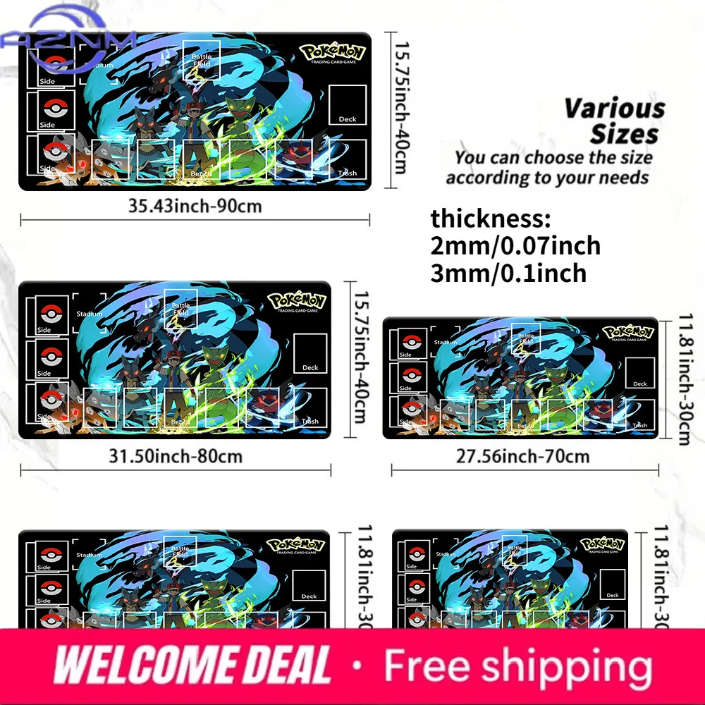 

Anime Dark Style Pokemon Characters TCG Playmat Large Non Slip Gaming Desk Mouse Pad Mat