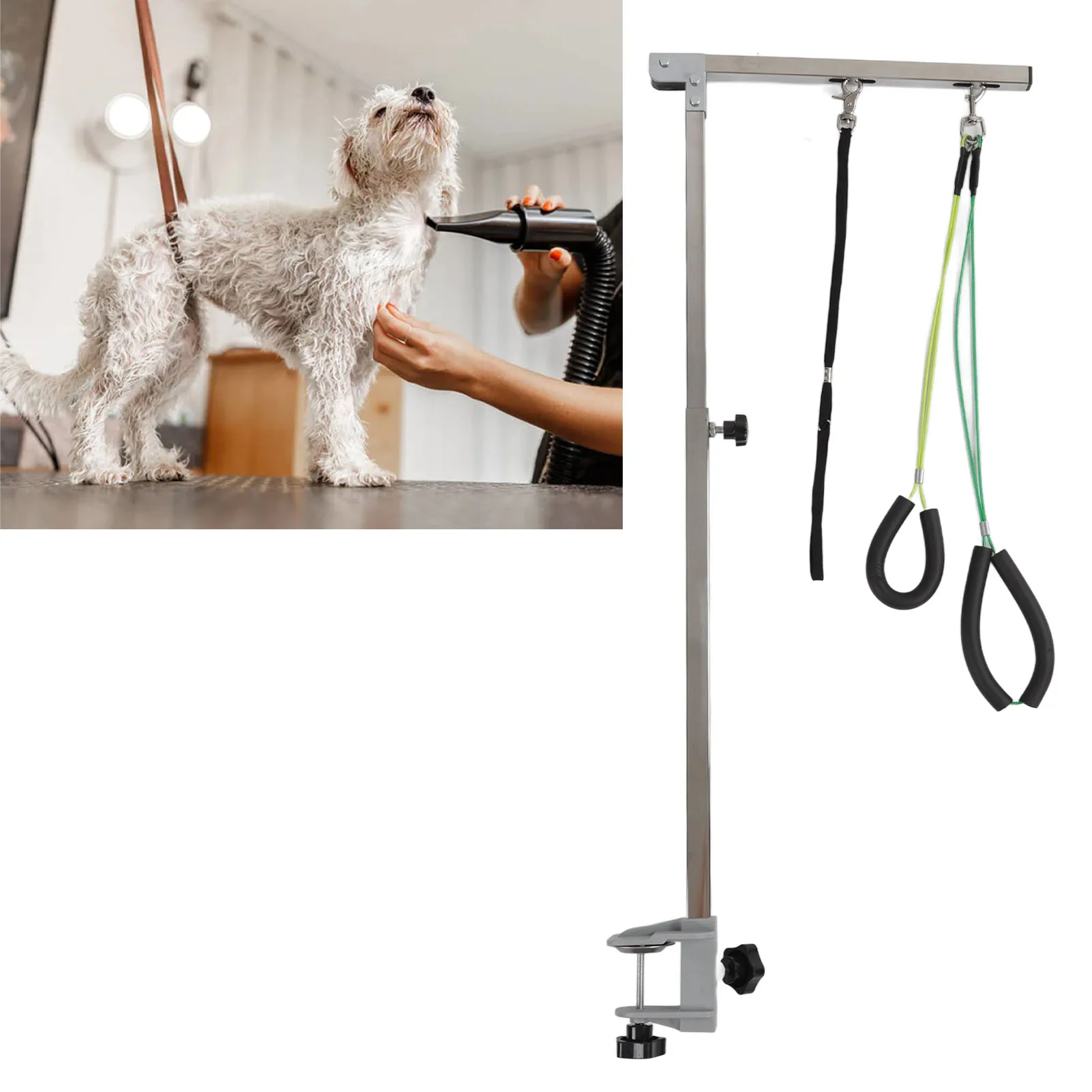 Dog Grooming Table Arm Height Adjustable 35in Foldable Dog Grooming Arm With Clamp And Noose