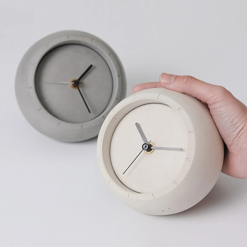 Exposed Concrete Table Clock Minimalist Creative Desk Clock Silent Desktop Clocks Mini Storage Watch Luxury Home Decoration