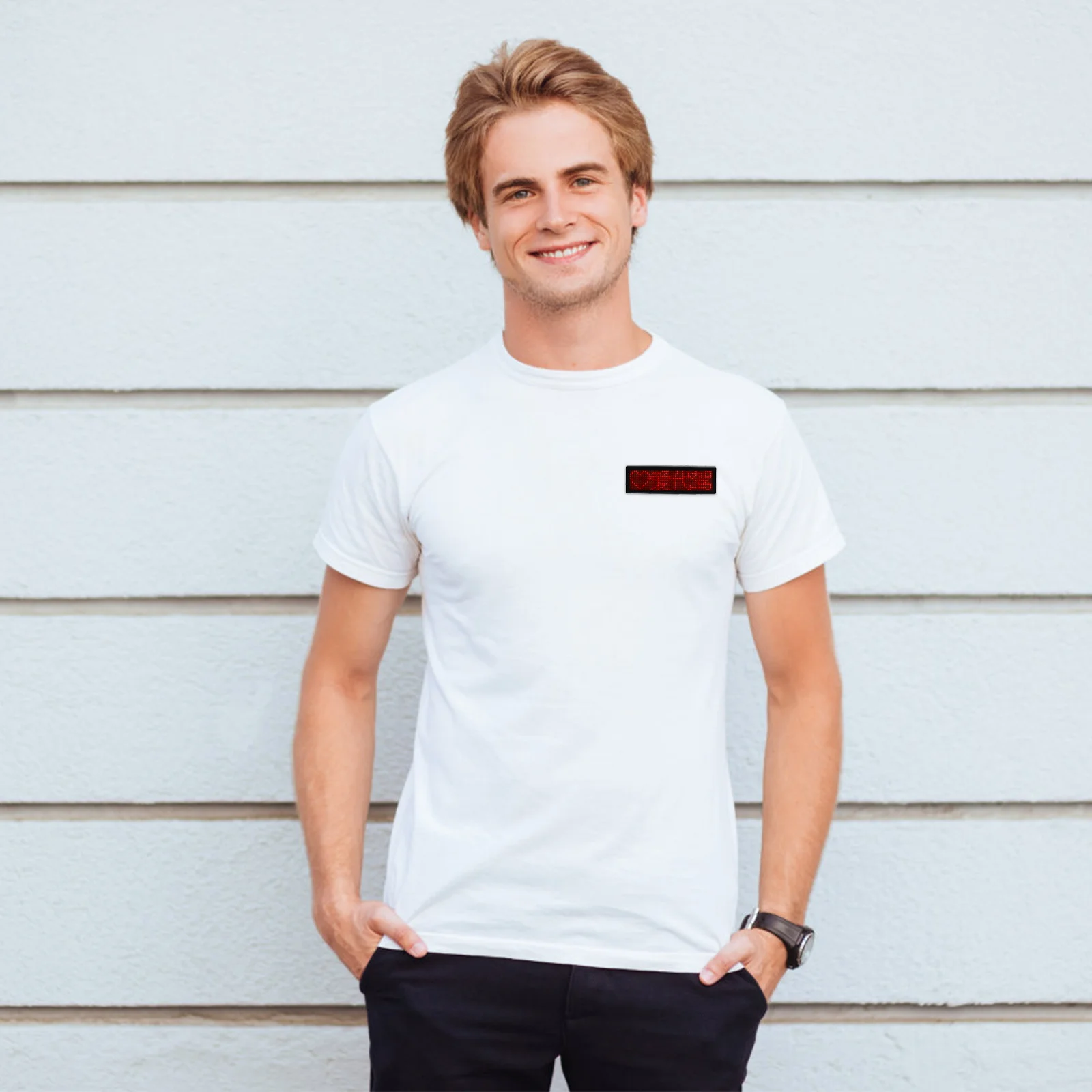 

LED Digital Display Badge Programmable Name Tag with Scrolling Message Rechargeable USB for Restaurant Worker Price Indicator