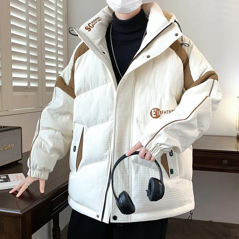 Fashion Men's Hooded Cotton-Padded Jackets 2025 Autumn Winter Casual Thicken Warm Coats Youth Outwear Windproof Parkas Clothing