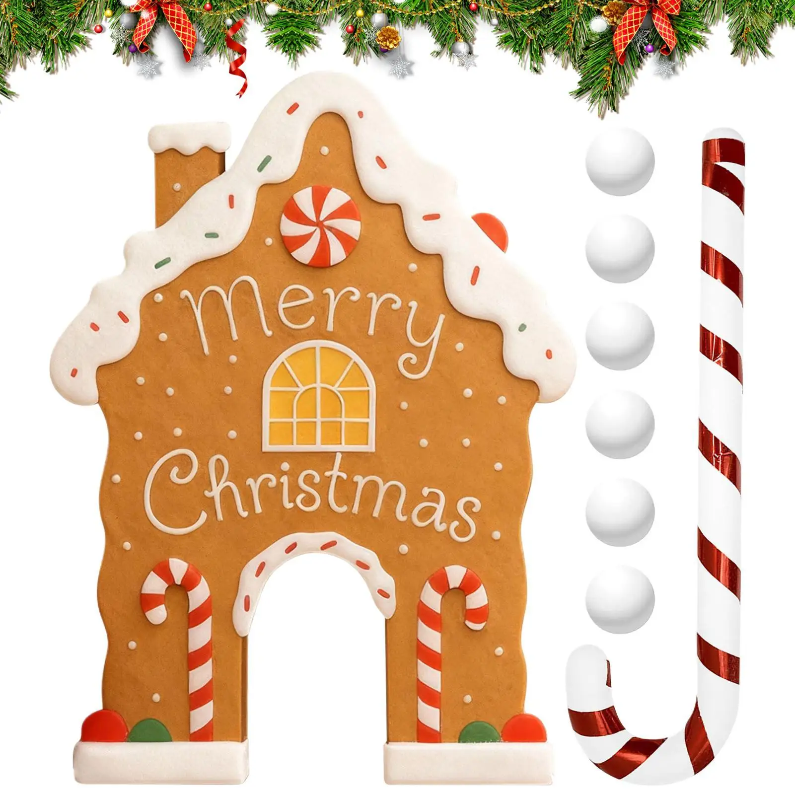 เกมกอล์ฟในร่ม ของเล่นคริสต์มาสสุดฮา เกมกอล์ฟขนมปังขิงแบบพกพา พร้อมลูกกอล์ฟและไม้เท้าขนม สำหรับวัยรุ่น ผู้ใหญ่ และครอบครัว ใช้ในห้องนั่งเล่น