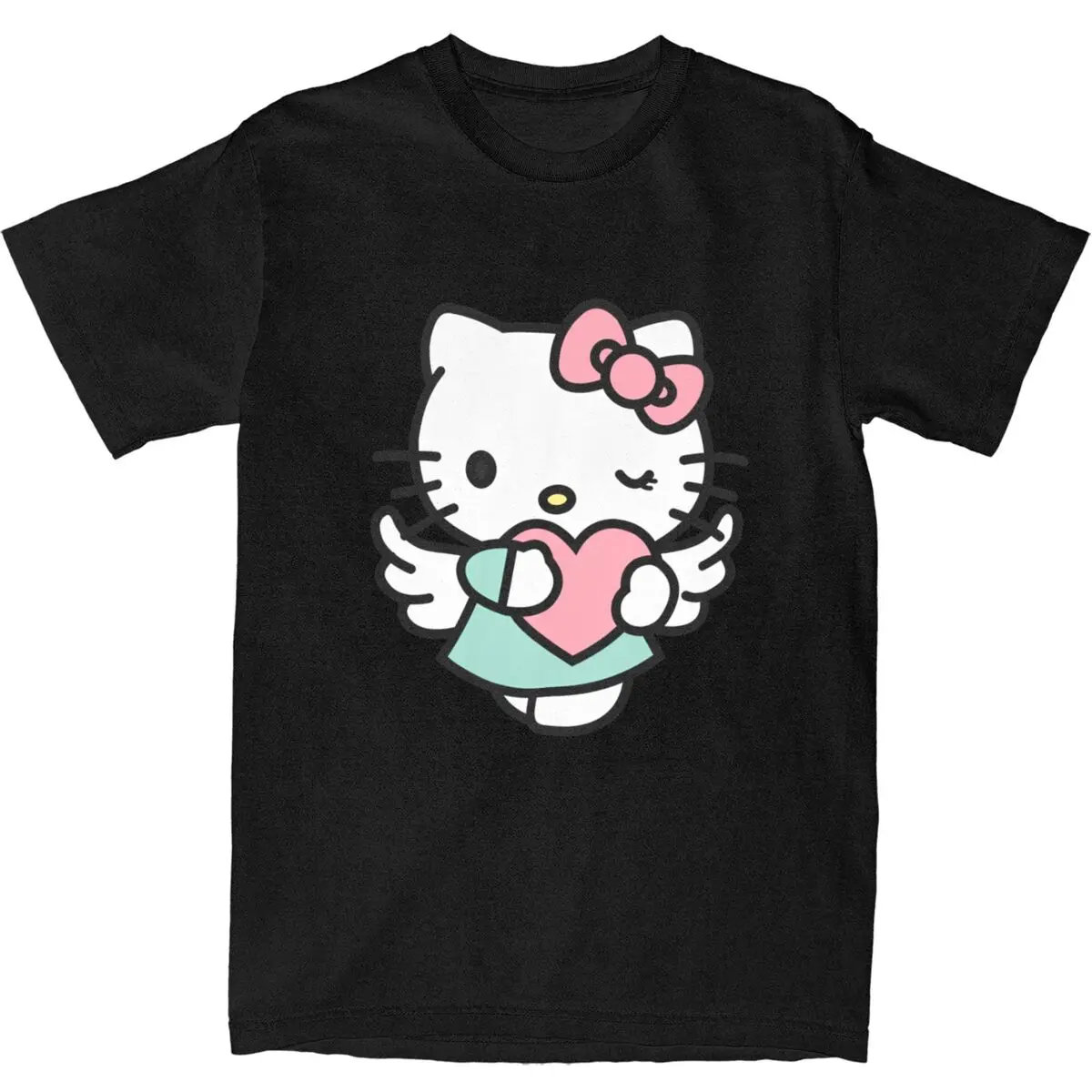 Man T Shirt Hello Kitty Cartoon (2)-bayingimg T Shirts Hip Hop Summer Tees Vintage Printed Cotton Clothing Plus Size 5XL