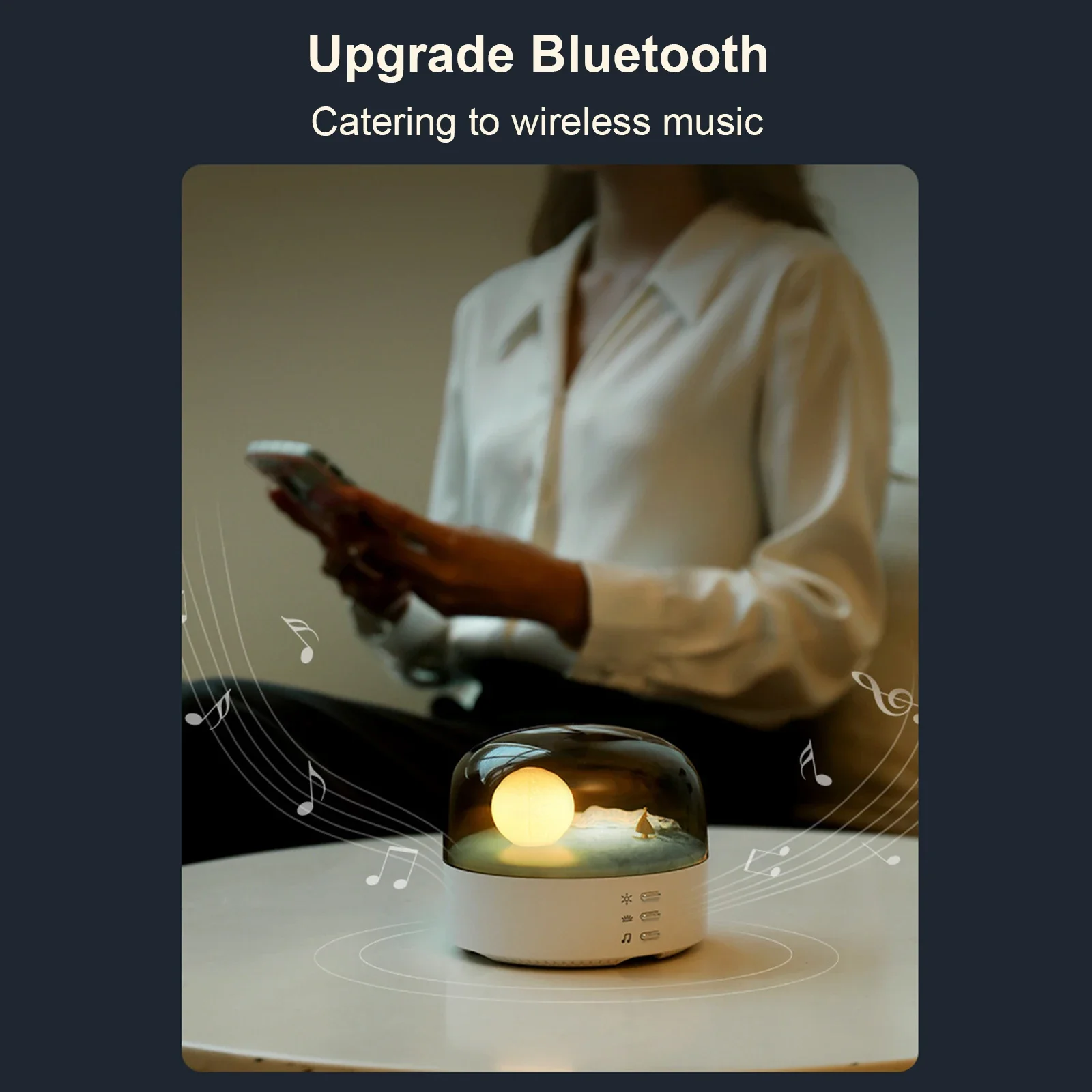 Moon Landscape Night Light Bluetooth Audio Rechargeable Dimmable Ambient Table Lamp for Home Decorations Bedroom Night Light