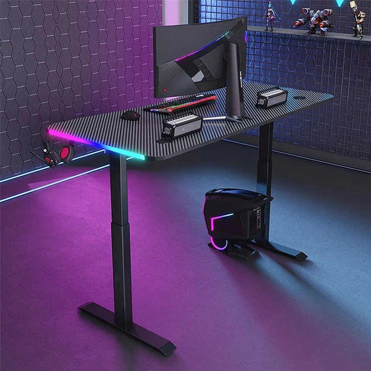 RGB LED Light Office Desk Frame MDF Surface 24x48 Table Computer Gaming Desk with 28 to 46 Inch