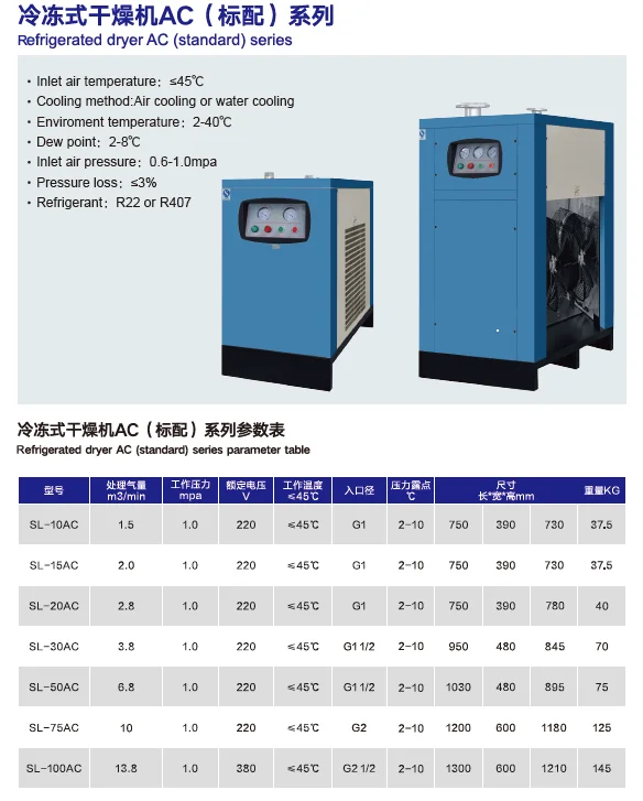 30hp air Compressor3.8m3/min Industrial Freeze Dryer Refrigerated Dryer air Cooler Refrigerant Compressed air Dryer