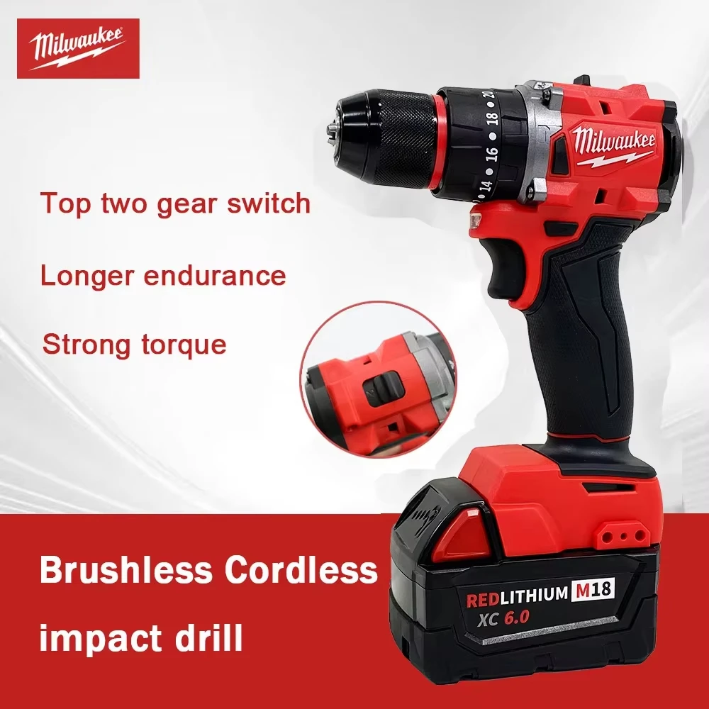 Milwaukee 150N.m Brushless Electric Drill LED Cordless Impact Driver Mini Screwdriver 18V Rechargeable Power Tools ﻿