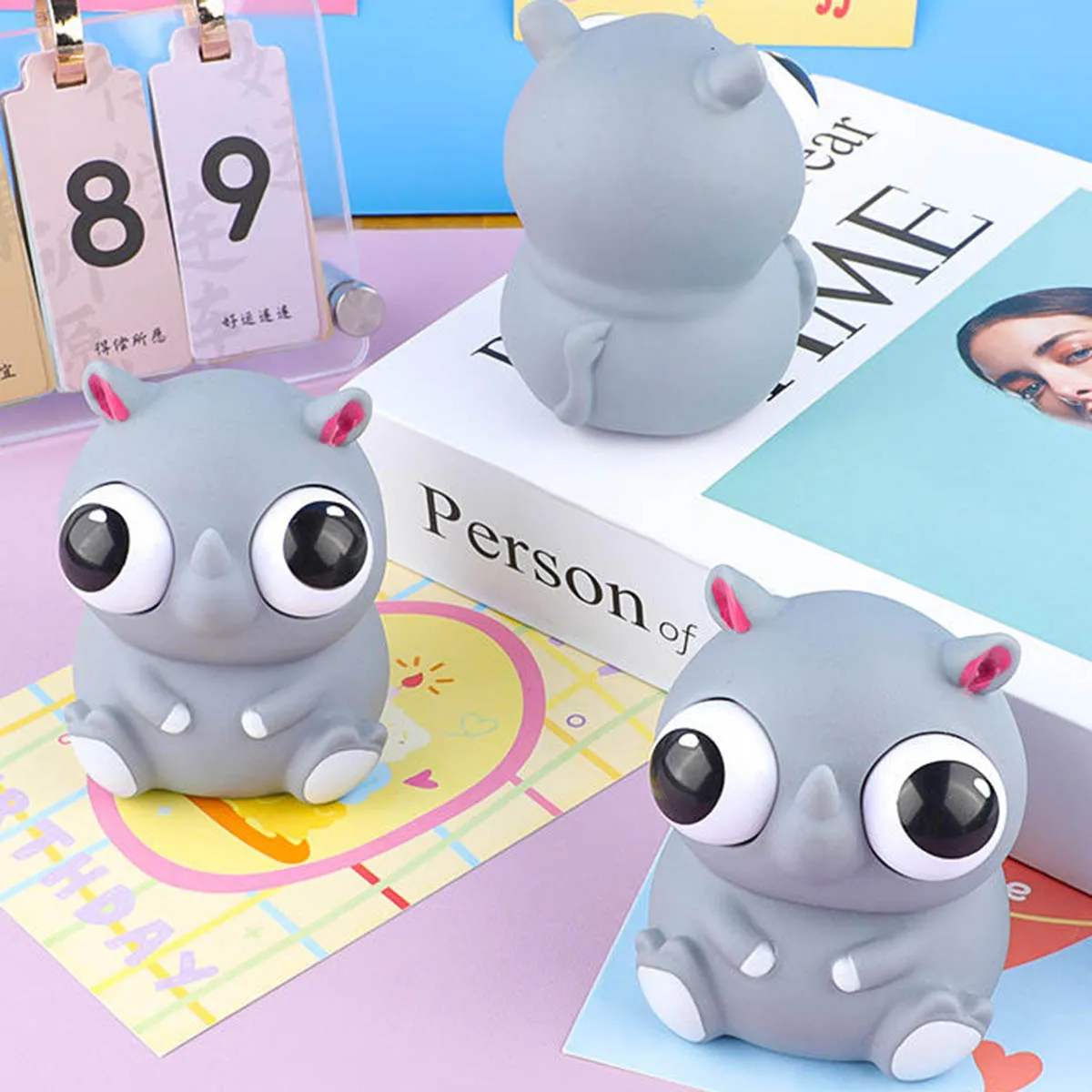 Grappige Oogbol Burst Squeeze Speelgoed Squishy Nieuwigheid Leuke Neushoorn Fidget Speelgoed Kinderen Stress Antistress Dier Zintuiglijke Bal