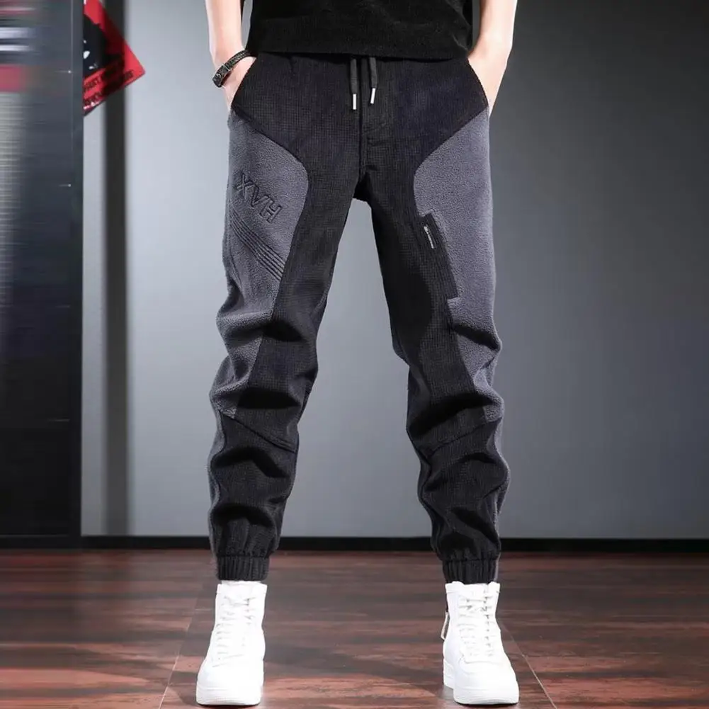 Men Elastic Waist Pants Men's Solid Color Cargo Pants with Ankle-banded Design Drawstring Elastic Waist for Comfortable for Men