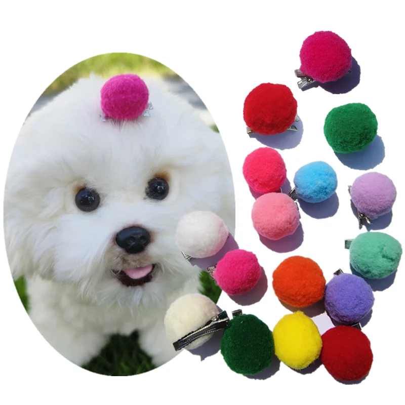 Cute Dog Hair Clips Puppy Hairpin Pet Cat Handmade Hairball Hairpin Pet Bow Hair Accessories Multicolor Dog Grooming Accessories