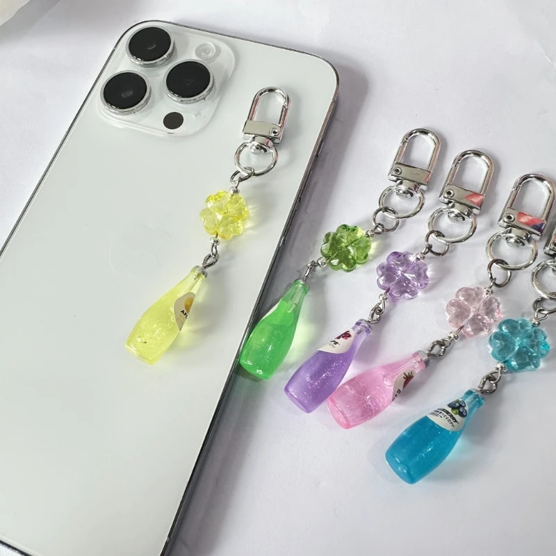 Pack of 5 Four Leaf Plant Phone Strap Colorful Phone Chain Resin Keychain Suitable For Fashion Individuals Present Dropship