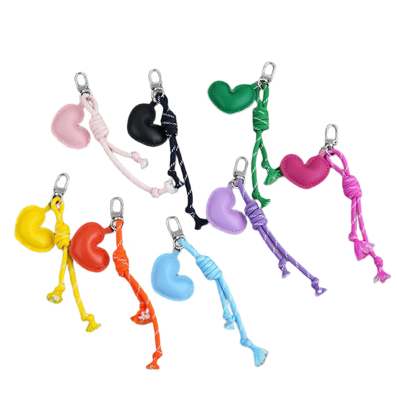 

Leather Heart Keychain Heart Shape Colorful Cute Keychain Accessories Fashion Luxury Bag Pendant for Car Keys Gifts For Girls