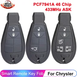 Keyecu 2/3/5 botões 433mhz id46 chip remoto fobik chave do carro para chrysler grand voyager 300c 2009 2010 2011 2012 2013 56046715 AD AD