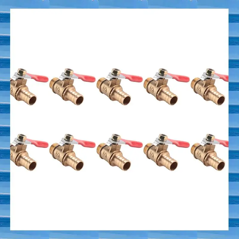 

AT53 10 шт. 10 мм х 1/4 дюйма PT наружная резьба полнопортовый рычаг ручка шланг зазубрина латунный шаровой клапан