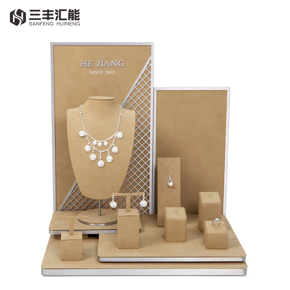 

Hot Sale Jewelry Stand Luxury Bangle Necklace Panel Wall Display Ring Raiser Blocks Necklace Column Displays