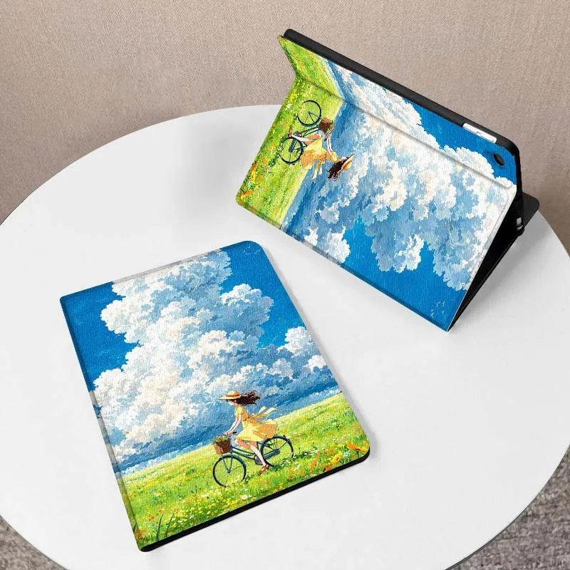 

Beautiful Flower Girl Bicycle For Samsung Galaxy Tab A7 A A8 A9 A11 S6 S11 10.1 10.4 10.5 Inch Lite PLus Tablet Case