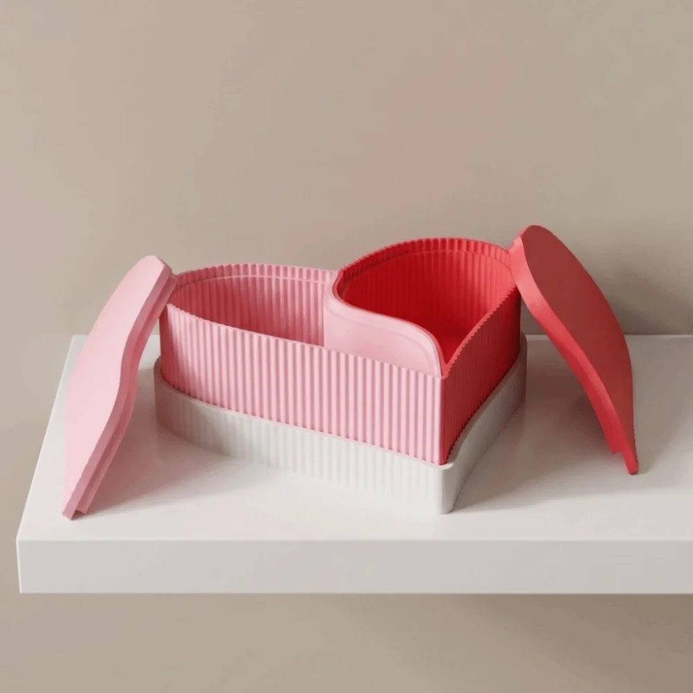 3D Printed Heart Lock Jewelry Organizer Removable Ornament Double Colors Storage Box 2 Compartments Durable