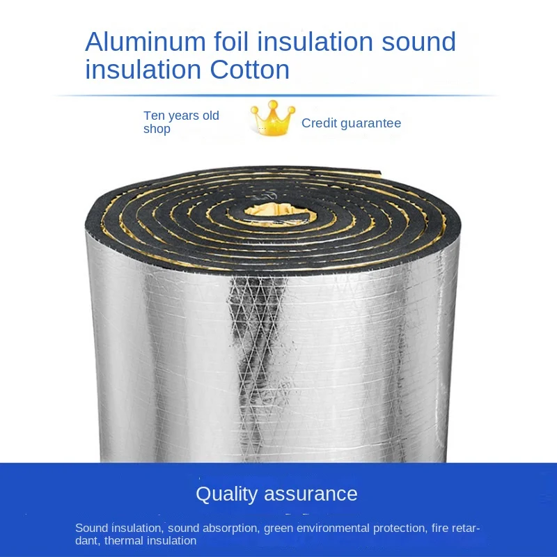 50x200cm Car Sound Deadener Mat Noise Bonnet Aluminum Foil Insulation Cotton with Adhesive Sticker for Auto Camper Trailer