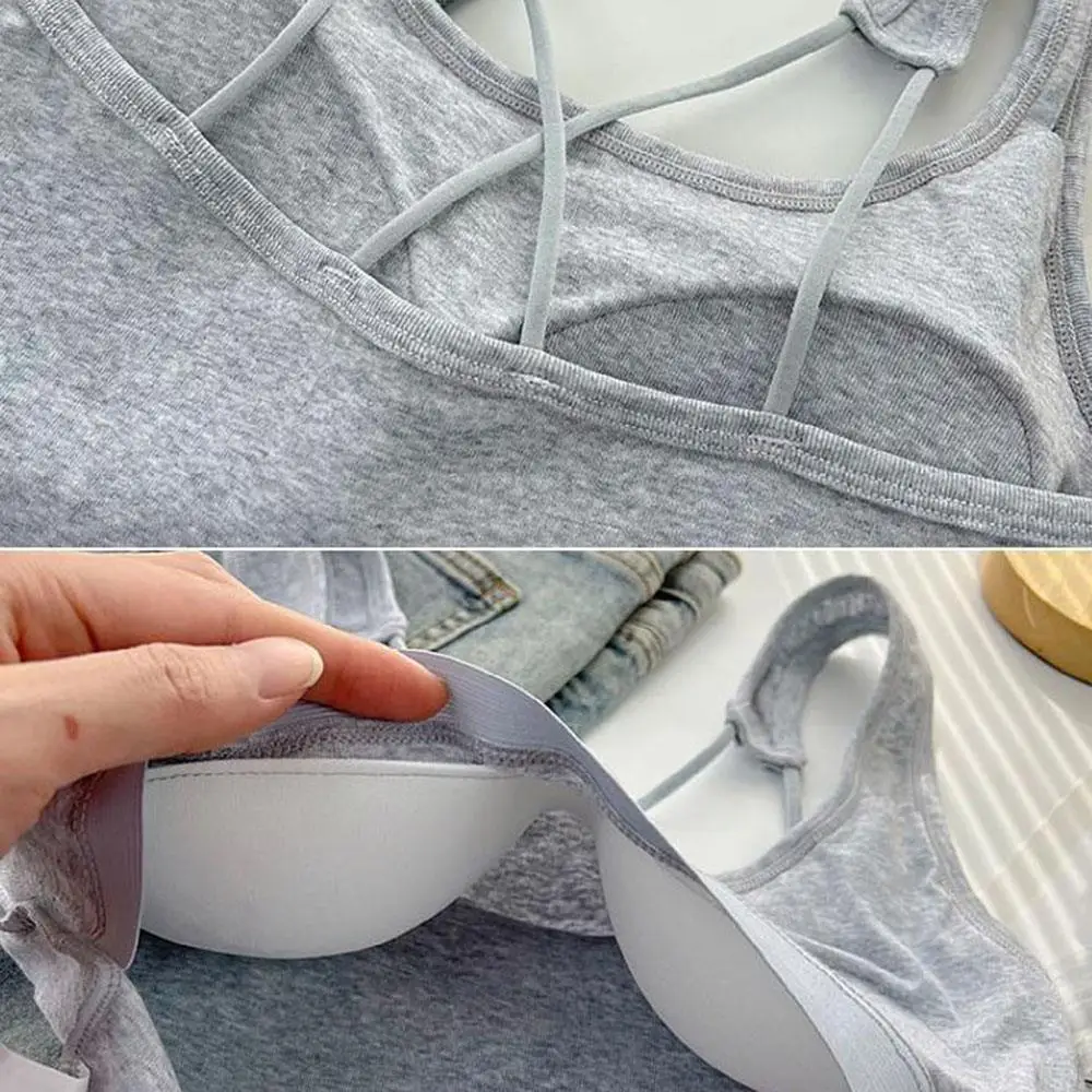 สบายๆแขนกุด Cami TOP ผู้หญิงแฟชั่น Cross-Sling Crop TOP Tees สุภาพสตรี Basic ฟิตเนส Camisole ฤดูร้อนเสื้อผ้าผู้หญิง Hot