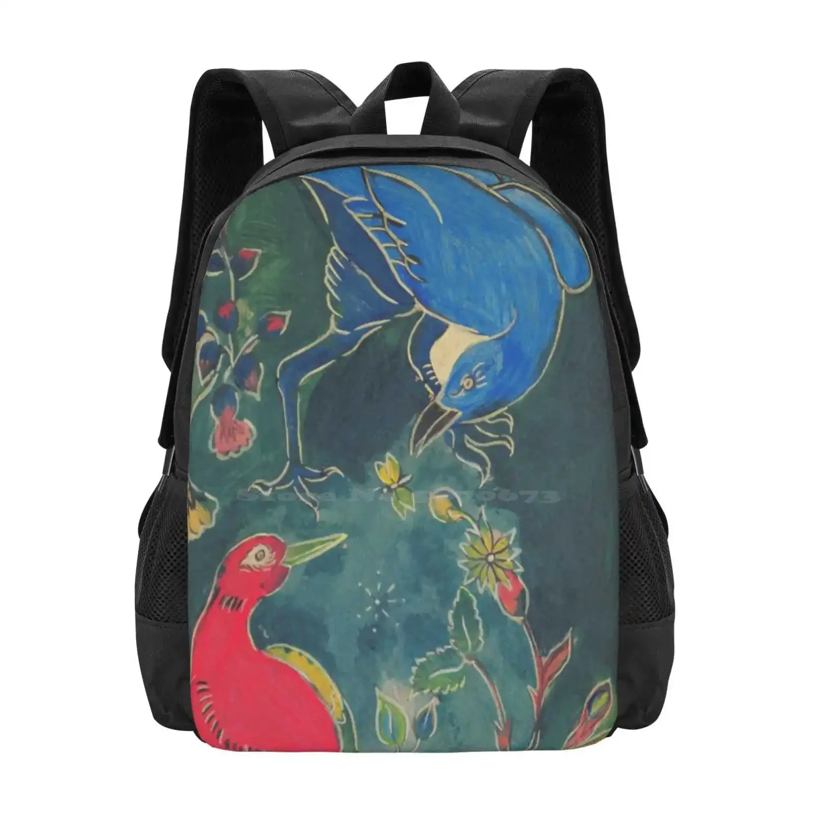 

Two Birds Painting On Wood - Elegant Vintage Classical Garden Hot Sale Schoolbag Backpack Fashion Bags Birds Garden Vintage
