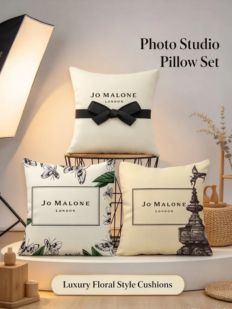 **Luxury Scented Style Pillow Set, Jo Malone London Inspired Decorative Cushions, Elegant Floral Throw Pillow Covers for Sofa Be