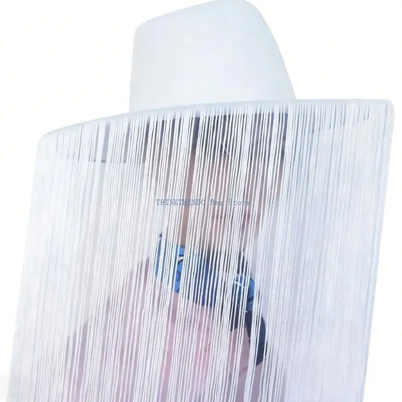 340D Western Themed Hat White Pink Color Comfortable Breathable Cloth Flowing Fringe Detail Outdoor Party Essential