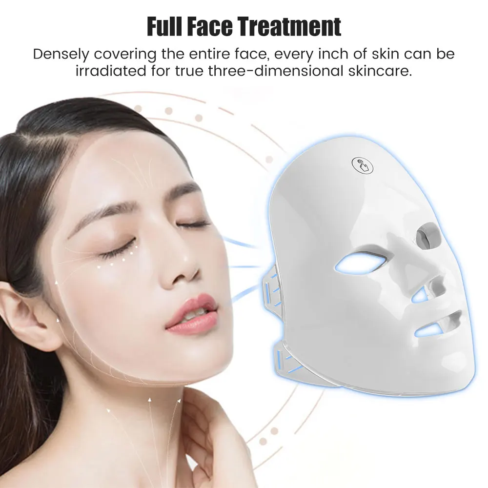 ชาร์จใบหน้า LED หน้ากาก 7 สี LED Photon Therapy Beauty Mask ฟื้นฟูผิว Home Face Lifting Whitening Beauty อุปกรณ์
