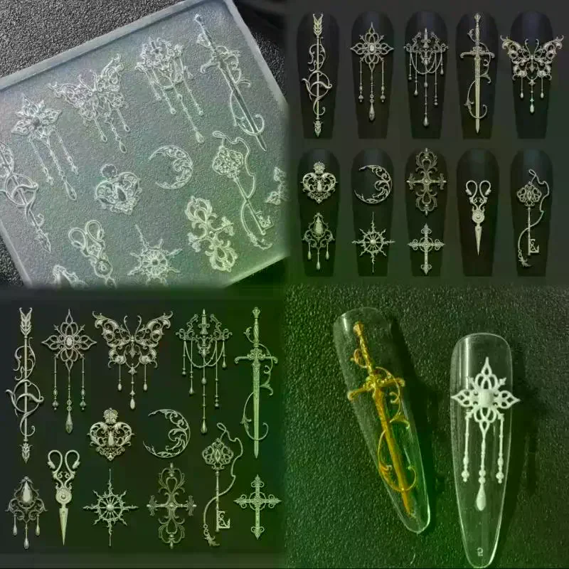 

1 шт., 3d рельефная силиконовая форма в европейском ретро-стиле, прозрачные цветы, галстук-бабочка, силиконовая форма для дизайна ногтей, шаблон формы для резьбы