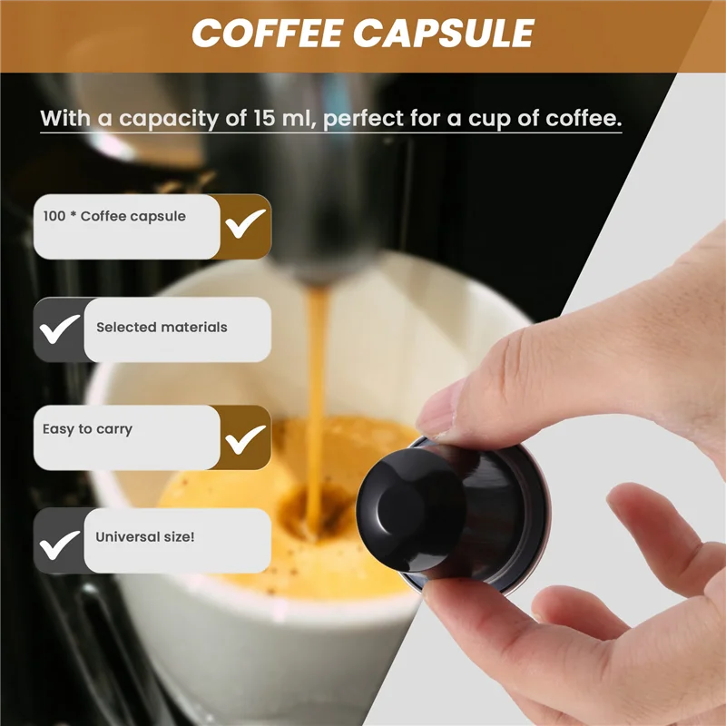 

100 Sets Refillable Coffee Capsule Cup Disposable Nespresso Pod For Nescafe Automatic Coffee Machine Food Package Cafe Supplies