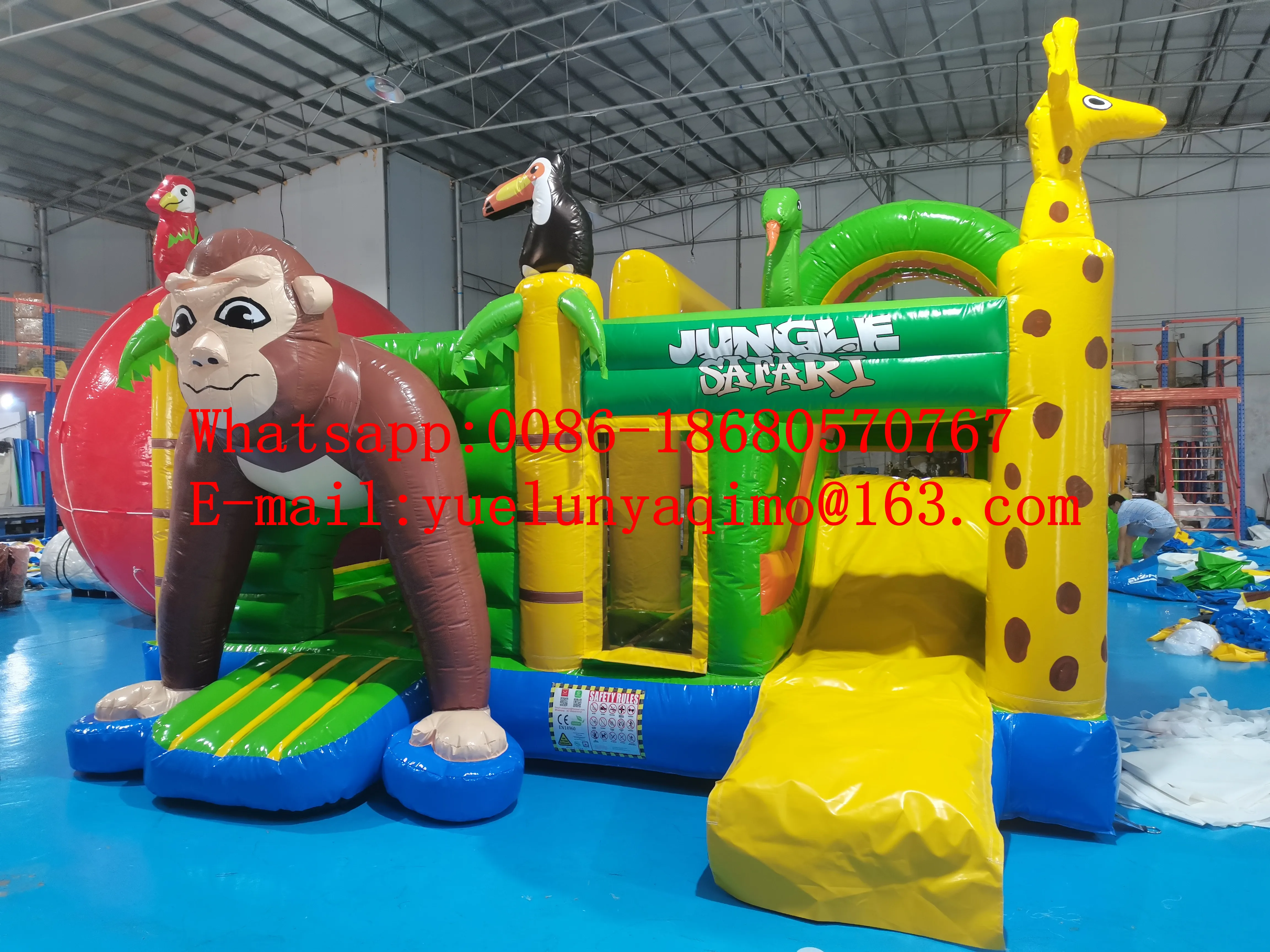 Commercial grade hot sale animal park monkey bouncy castle trampoline slide combination YLY-059