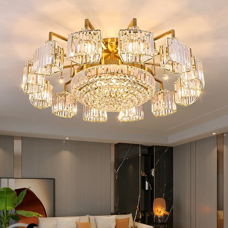 Modern living room LED crystal headlights, grand and luxurious, golden 1.2 meter dining room master bedroom ceiling lighting fix