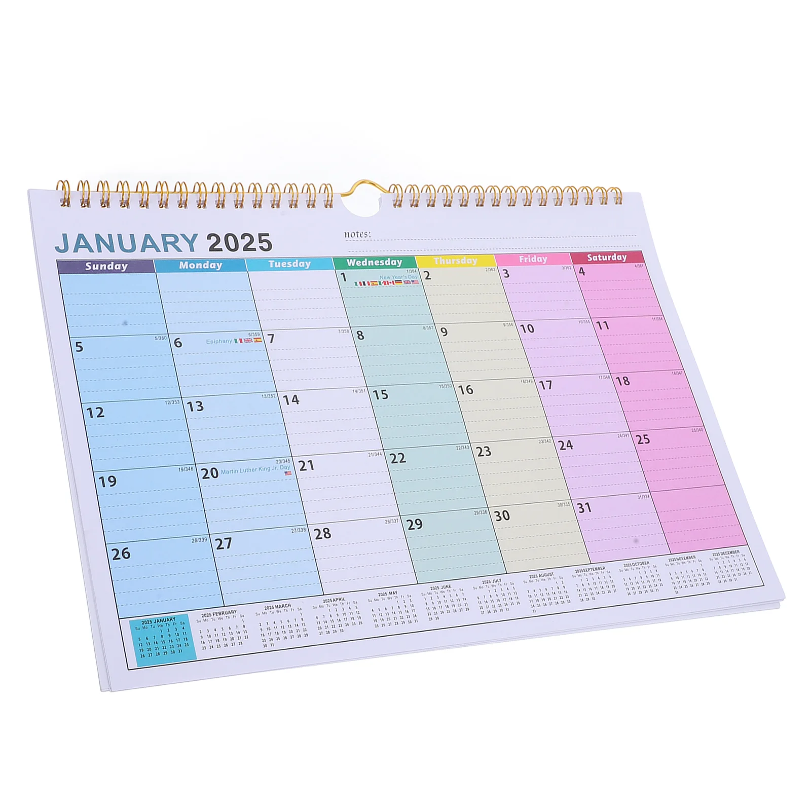 Hanging Calendar 2025 English Wall Planner 18 Month From Jan 2025 Until Jun 2026 Twin-Wire Binding Ring Monthly Calendar For H